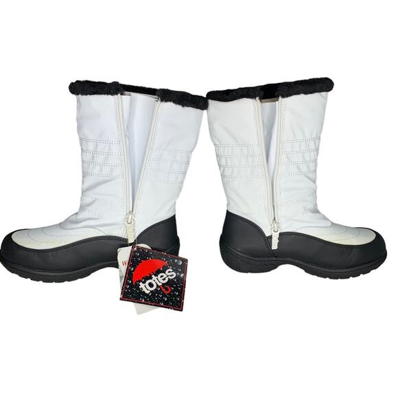 totes Shoes - Totes NIB Snow/Rain Boots Black White Zipper on sides Size 6M Black Fur …